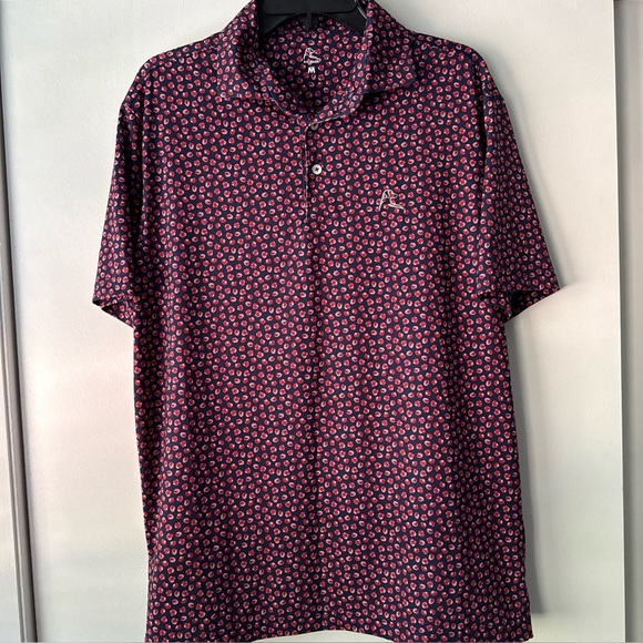 Rhoback Men’s Performance Polo Poppy Flowers Size Medium - Picture 1 of 8